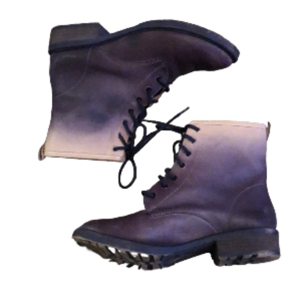 Lucky Brand Novembere purple ombré leather combat moto boots Sz 8.5